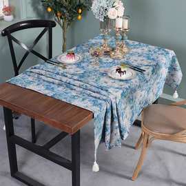 美式桌旗高档茶几装饰布北欧桌布巾长条床尾旗新中式桌旗餐桌布艺